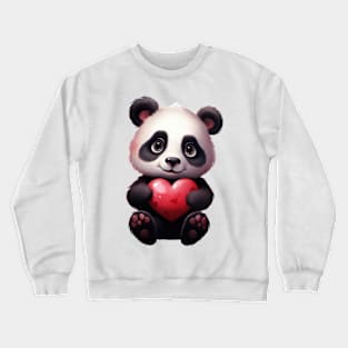 Valentine Panda Bear Holding Heart Crewneck Sweatshirt